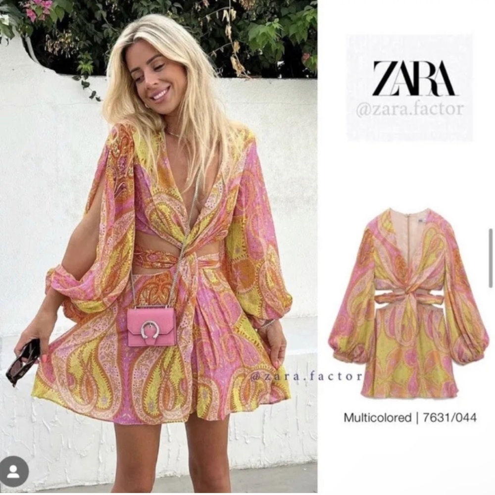 BNWT ZARA CUT OUT PRINTED DRESS SZ XS
